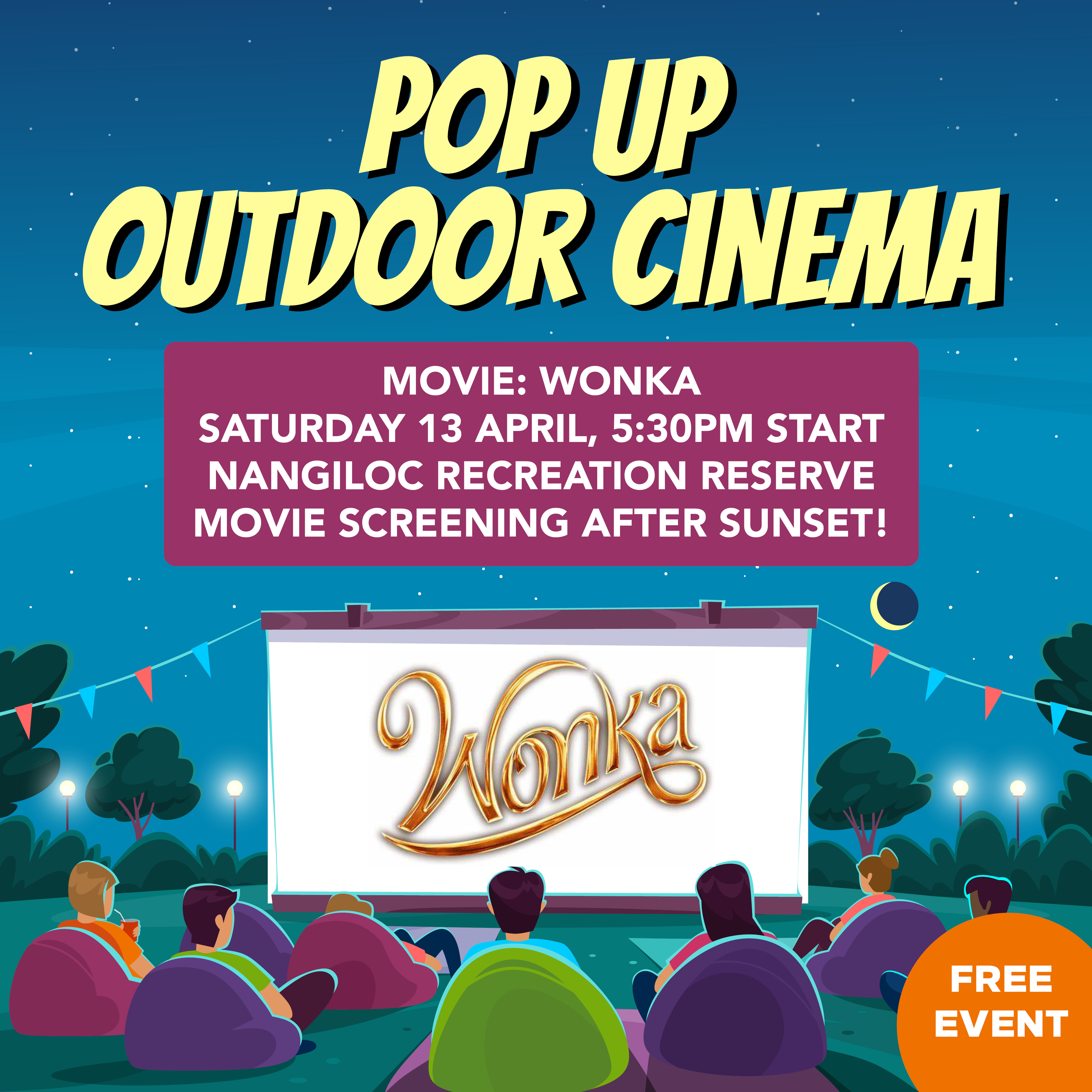 Pop Up Outdoor Cinema event Wonka